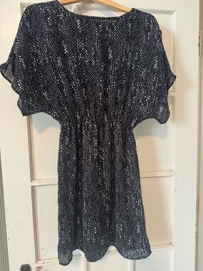 Michael Kors Black White,and hints of blue Printed Mini Dress
